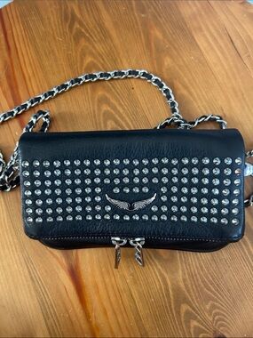ZADIG & Voltaire rock leather crossbody  Studded Bag with Chain straps